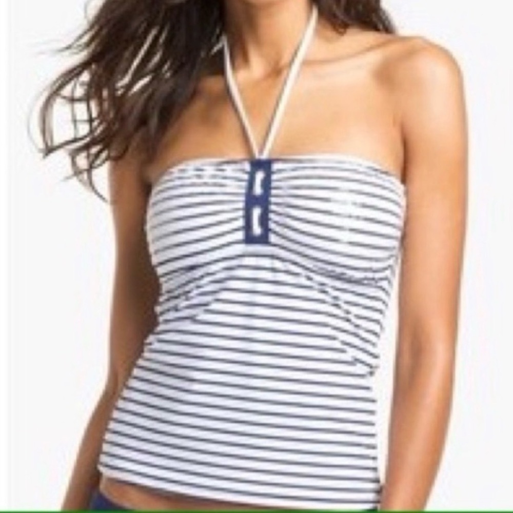 Sperry Striped Halter Tankini Top. Size L